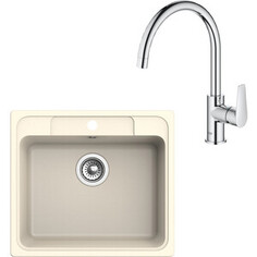 Кухонная мойка и смеситель Ewigstein E-60, Grohe BauEdge 31367001 крем/хром