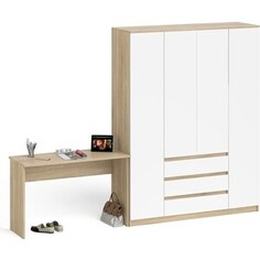 Комплект СВК Мори Стол письменный МСП1200.1 + Шкаф МШ1600.1, цвет дуб сонома/белый