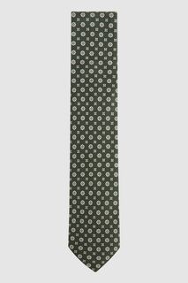 Шелковый галстук Budelli с круглым цветочным мотивом Reiss, зеленый