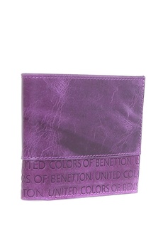 Мужской кожаный кошелек фиолетового цвета United Colors of Benetton