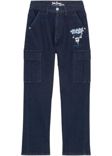 Широкие брюки-карго для мальчика из контрастной пряжи свободного кроя John Baner Jeanswear, синий