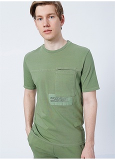 Простая зеленая мужская футболка широкого кроя Klein с круглым вырезом Limon