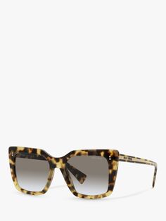 Miu Miu MU 02WS Женские квадратные солнцезащитные очки, Гавана/Коричневый с градиентом
