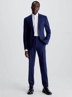 Блейзер приталенного кроя из смесовой шерсти стрейч Calvin Klein, чернильно-синий