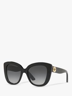 Gucci GC001150 Женские солнцезащитные очки кошачий глаз, черно-серые с градиентом