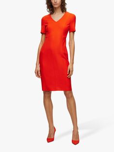 Мини-платье HUGO BOSS Damaisa с V-образным вырезом, ярко-оранжевый