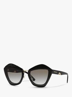 Женские солнцезащитные очки-бабочки Miu Miu MU 01XS, черный/серый с градиентом