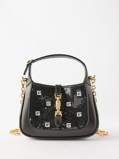 Маленькая кожаная сумка через плечо jackie 1961 с пайетками Gucci, черный
