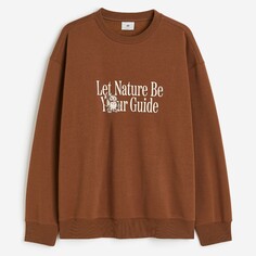 Свитшот H&amp;M Relaxed Fit Printed Bring Peace, коричневый H&M