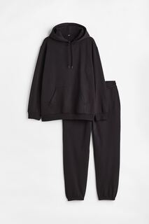 Спортивный костюм H&amp;M Relaxed Fit, 2 предмета, черный H&M