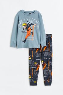 Пижама H&amp;M x Naruto Printed, бледно-синий/темно-синий H&M