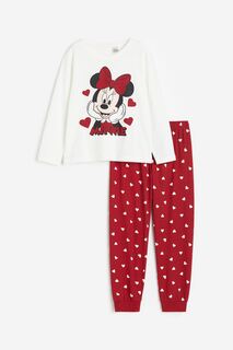 Пижамный комплект H&amp;M Disney Minnie Mouse Jersey, 2 предмета, красный/белый H&M