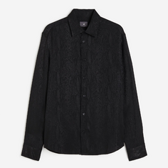 Рубашка H&amp;M Regular Fit Jacquard-weave, черный H&M