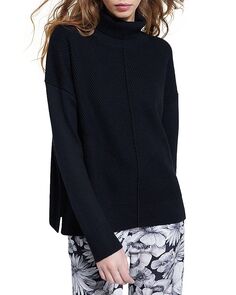 Шерстяной свитер с высоким воротником в рубчик The Kooples