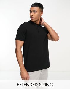 Черная рубашка-поло из пике ASOS DESIGN Smart