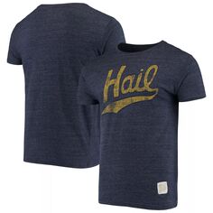 Мужская оригинальная ретро брендовая утепленная темно-синяя футболка Michigan Wolverines Vintage Hail Tri-Blend