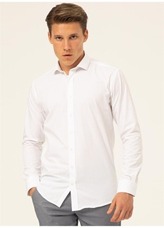 Обычная белая мужская рубашка стандартного кроя с классическим воротником Süvari