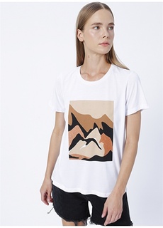 Женская футболка цвета экрю с круглым вырезом с принтом Fabrika Comfort