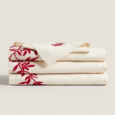 Скатерть Zara Home Embroidered Linen Christmas, белый/красный