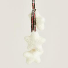 Елочное украшение Zara Home Felt Christmas With Tartan Stars, белый