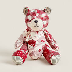 Мягкая игрушка Zara Home Christmas Patchwork Bear, красный/бежевый