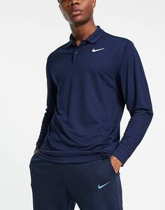 Темно-синяя футболка-поло с длинными рукавами Nike Golf Victory Dri-FIT