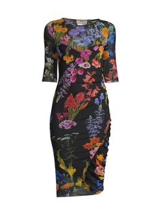 Платье Shadow с рюшами и цветочным принтом Fuzzi, разноцветный