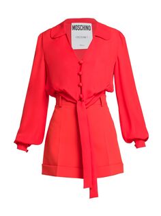 Шелковая блузка 60-х с V-образным вырезом Moschino, красный