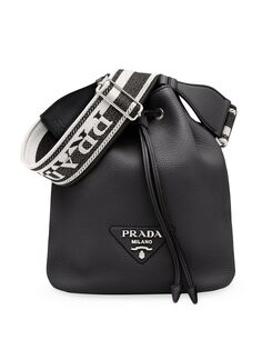 Кожаная сумка-мешок Prada, черный