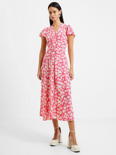 Платье миди с поясом French Connection Islanna, цвет: розовая камелия/кремовый