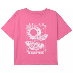 Укороченная футболка свободного кроя с рисунком Cosmic Vibes для девочек 7–16 лет Unbranded