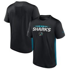 Мужская футболка Fanatics черного/бирюзового цвета с логотипом San Jose Sharks Authentic Pro Rink Tech