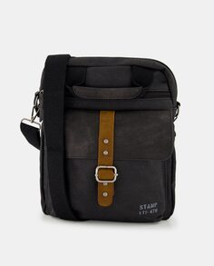 Черная сумка через плечо, трансформируемая в рюкзак, с внешними карманами Stamp, черный