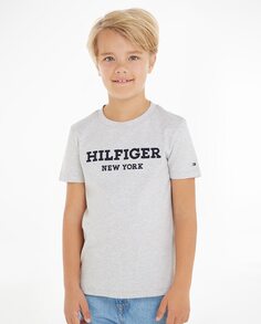 Футболка для мальчика с круглым вырезом и короткими рукавами Tommy Hilfiger, светло-серый