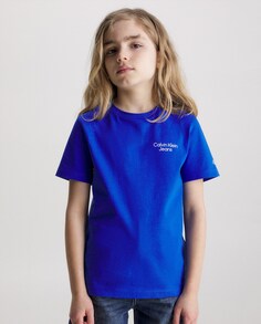 Синяя футболка для мальчика с короткими рукавами Calvin Klein, синий