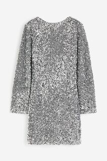 Платье H&amp;M Sequined With Low-cut Back, серебристый H&M