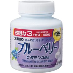 Витамин А Orihiro с экстрактом черники, 180 жевательных таблеток