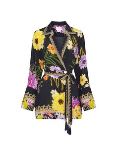 Шелковая куртка с поясом и цветочным принтом CAMILLA
