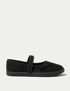 Детские школьные туфли-плимсоллы с риптейпом (7 маленьких — 4 больших) Marks &amp; Spencer, черный