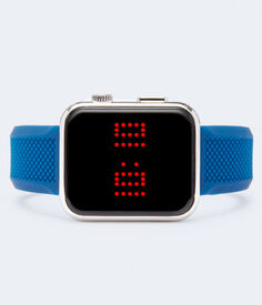 Прямоугольные цифровые часы из текстурированной резины Aeropostale, синий