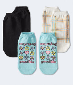 Носки в клетку с цветочным принтом, 3 пары носков Aeropostale, синий