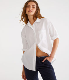 Свободная рубашка из поплина с длинными рукавами Aeropostale, белый