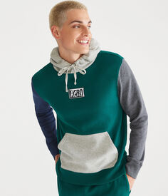 Пуловер с капюшоном и логотипом Aero Box с цветными блоками Aeropostale, зеленый