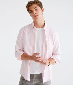 Оксфордская рубашка в полоску с длинным рукавом на пуговицах Aeropostale, розовый