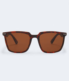 Солнцезащитные очки средней квадратной формы черепаховой расцветки Aeropostale, коричневый