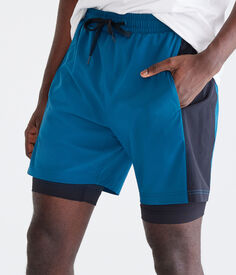 Гибридные активные шорты с цветными блоками 7 дюймов Aeropostale, синий