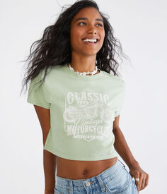 Классическая футболка с винтажным рисунком мотоциклов Aeropostale, зеленый