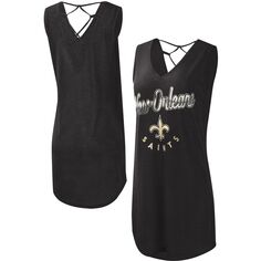 Женское черное пляжное платье G-III 4Her от Carl Banks New Orleans Saints Game Time для плавания с v-образным вырезом G-III