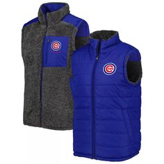 Мужской спортивный двусторонний жилет с молнией во всю длину от Carl Banks Royal/Charcoal Chicago Cubs Power Hitter G-III