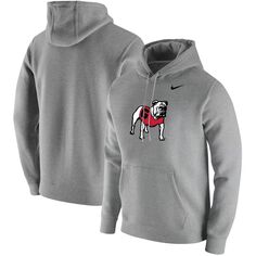 Мужской серый пуловер с капюшоном и логотипом Georgia Bulldogs Vintage School Nike